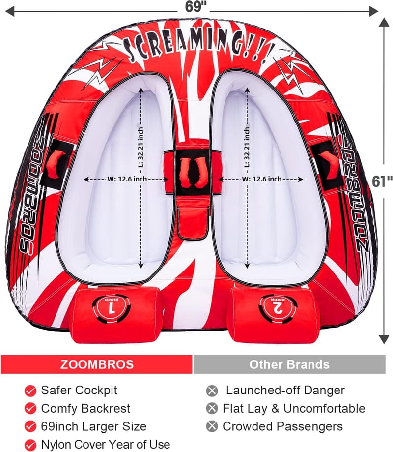 Towable Water Tubes for 2-Person Boating Fun
