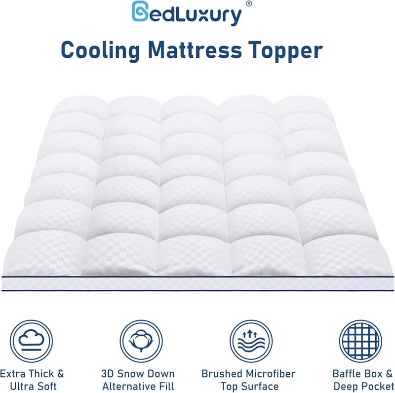 Cooling Plush Queen Mattress Topper with Deep Pockets