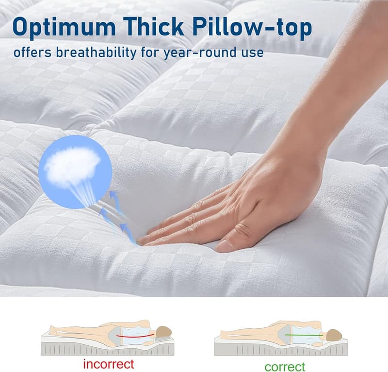 Cooling Plush Queen Mattress Topper with Deep Pockets