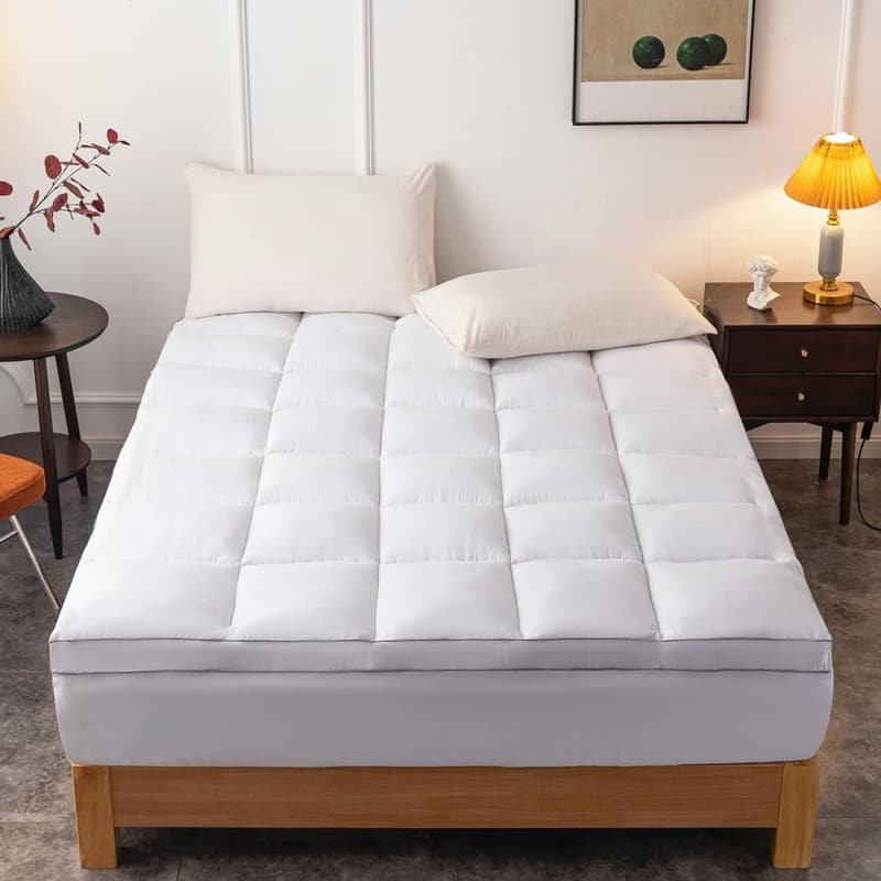 Extra Thick Queen Mattress Topper with Cooling Fiber Filling