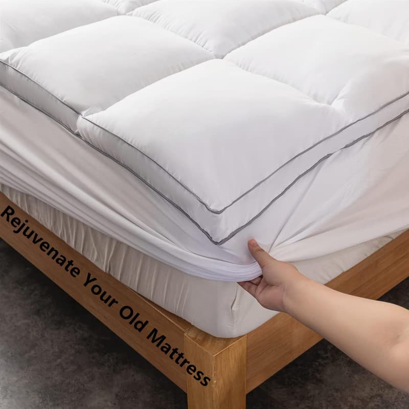 Extra Thick Queen Mattress Topper with Cooling Fiber Filling