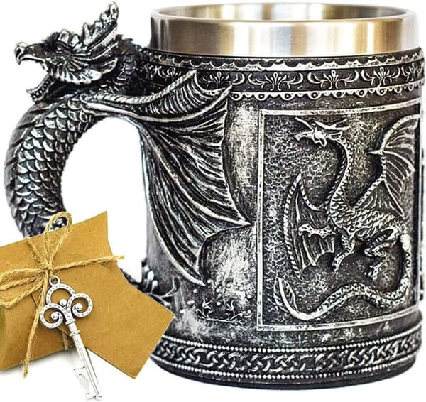 Dragon-Themed Viking Tankard Mug for Collectors & Parties