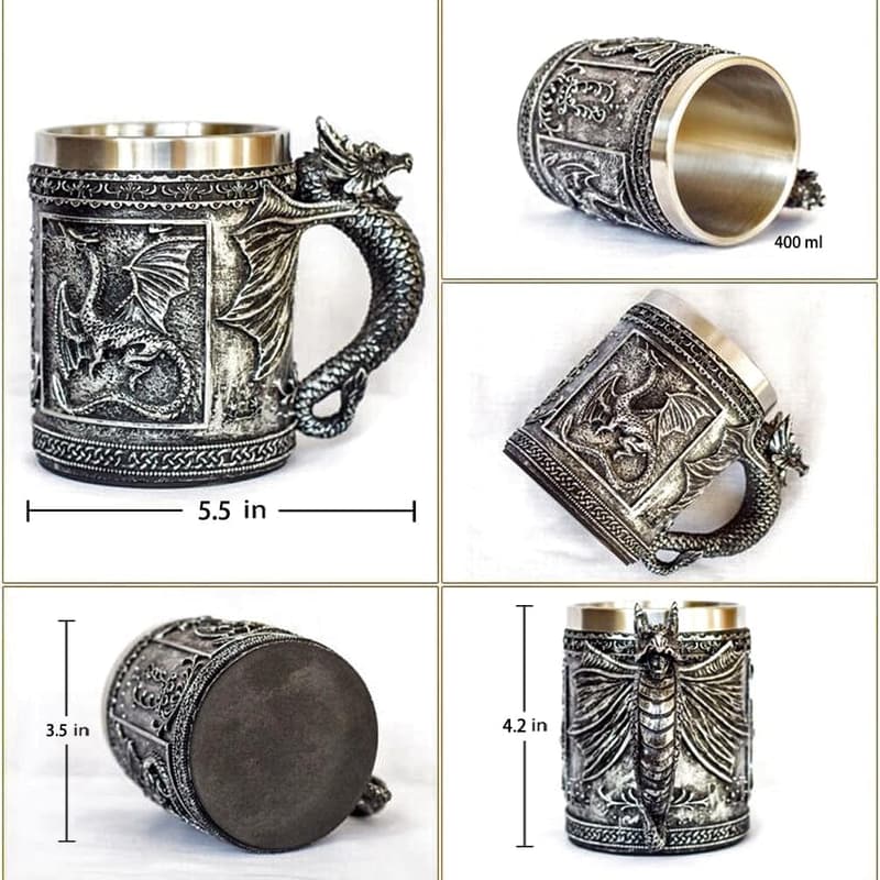 Dragon-Themed Viking Tankard Mug for Collectors & Parties