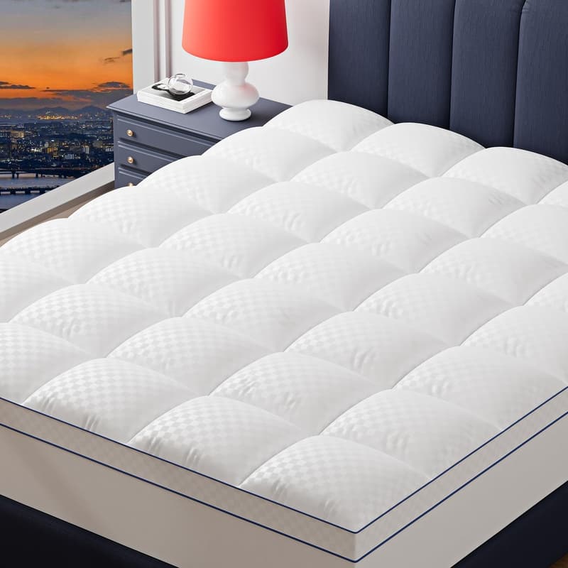 Plush Queen Mattress Topper with Cooling Snow Down Fill