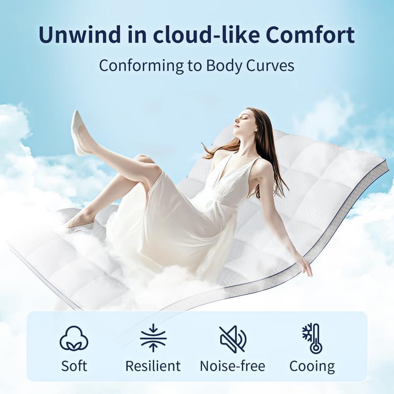 Plush Queen Mattress Topper with Cooling Snow Down Fill