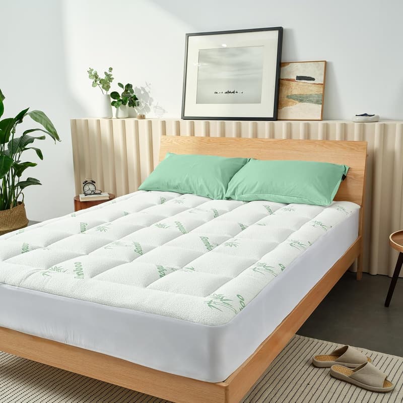 Cooling Bamboo Mattress Topper for Back Pain Relief