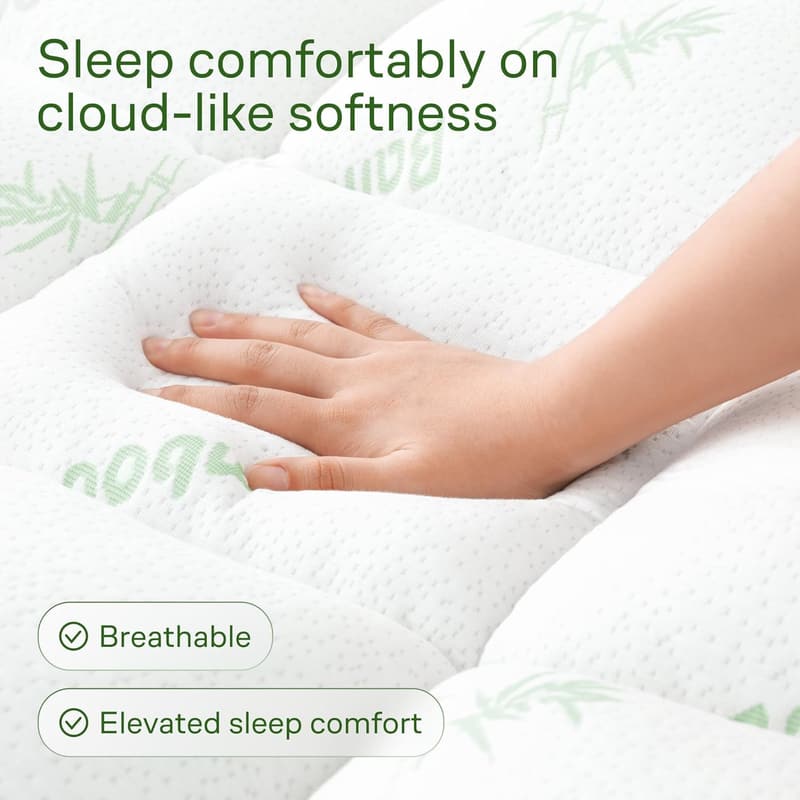 Cooling Bamboo Mattress Topper for Back Pain Relief