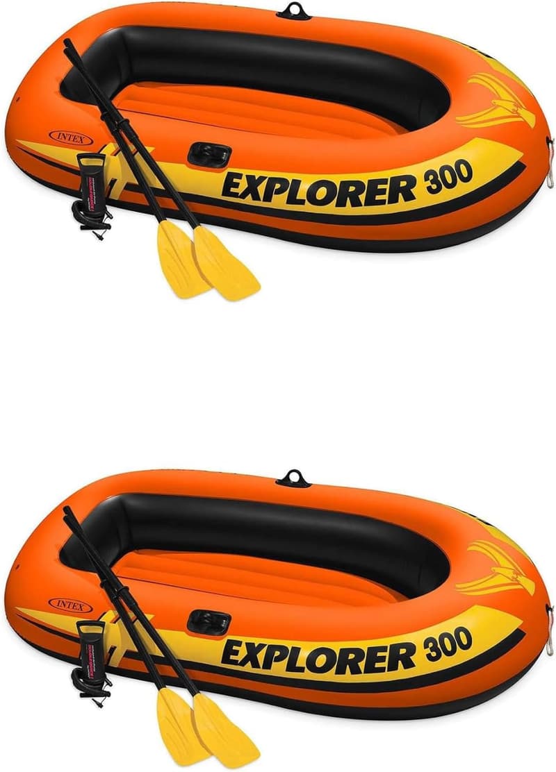 Intex Explorer 300 Inflatable Boat Set for 3-Person Use