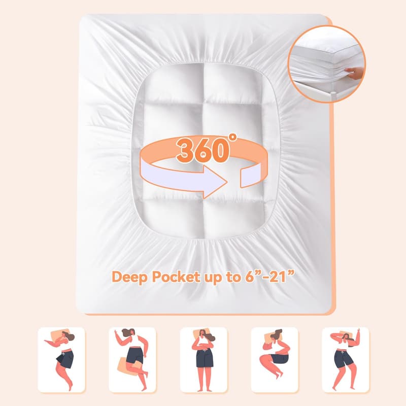 Extra Thick Queen Mattress Topper for Back Pain Relief