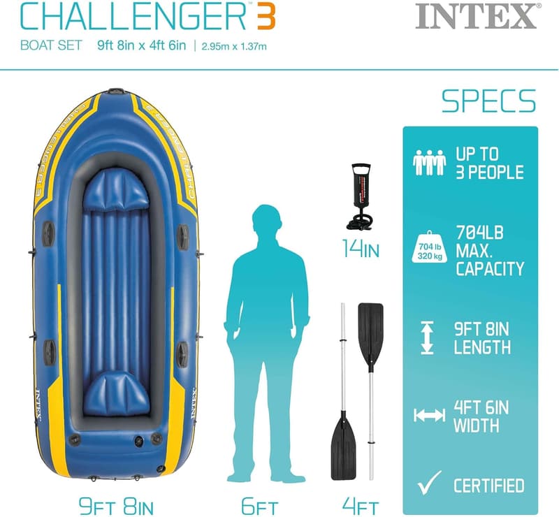 INTEX Challenger Inflatable Boat with Oars & Pump