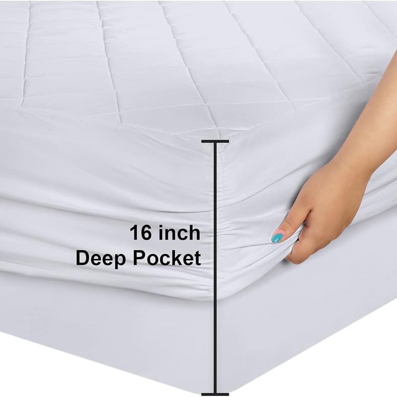 Full Size Quilted Mattress Pad Protector, Machine Washable