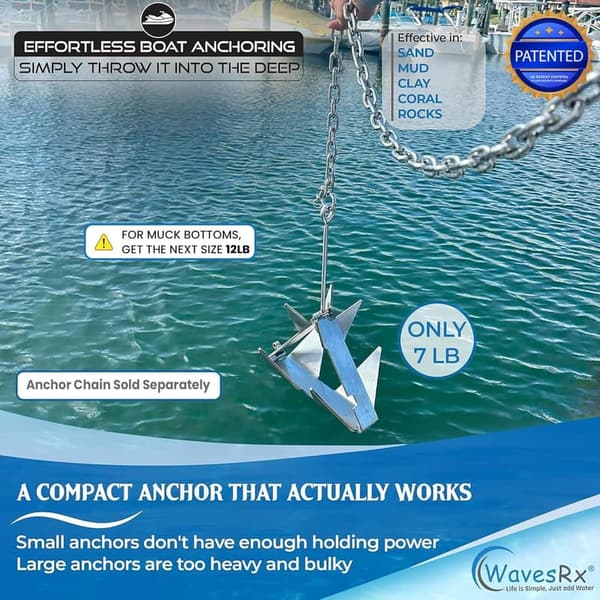Compact Stainless Steel Folding Boat Anchor Kit for Effortless Anchoring