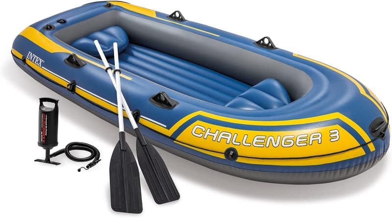 Intex Challenger 3 Inflatable Boat Set with Oars & Pump