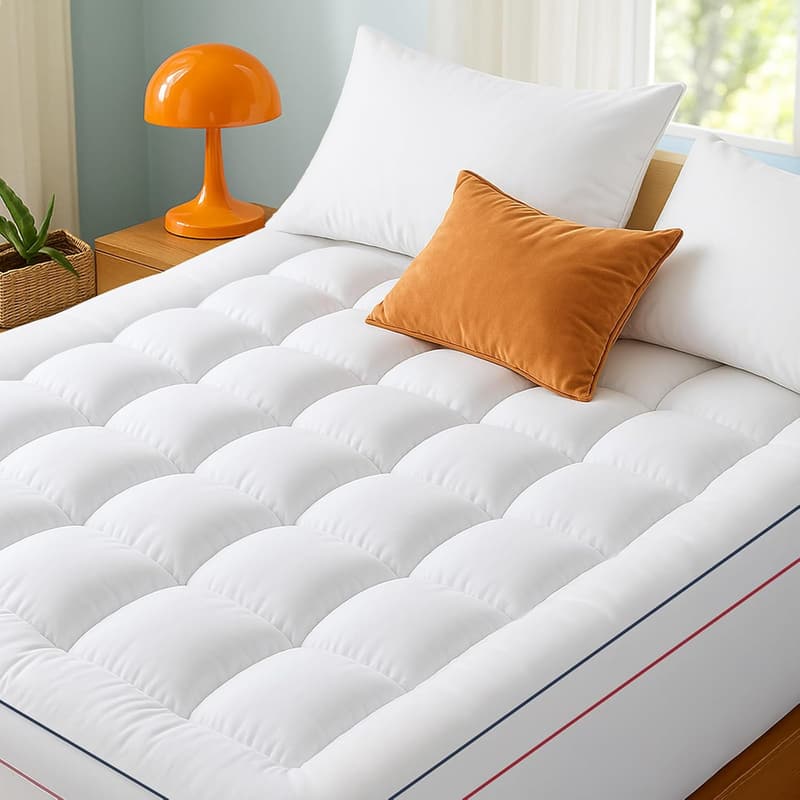 Cooling Queen Size Mattress Topper with Cotton Pillow Top
