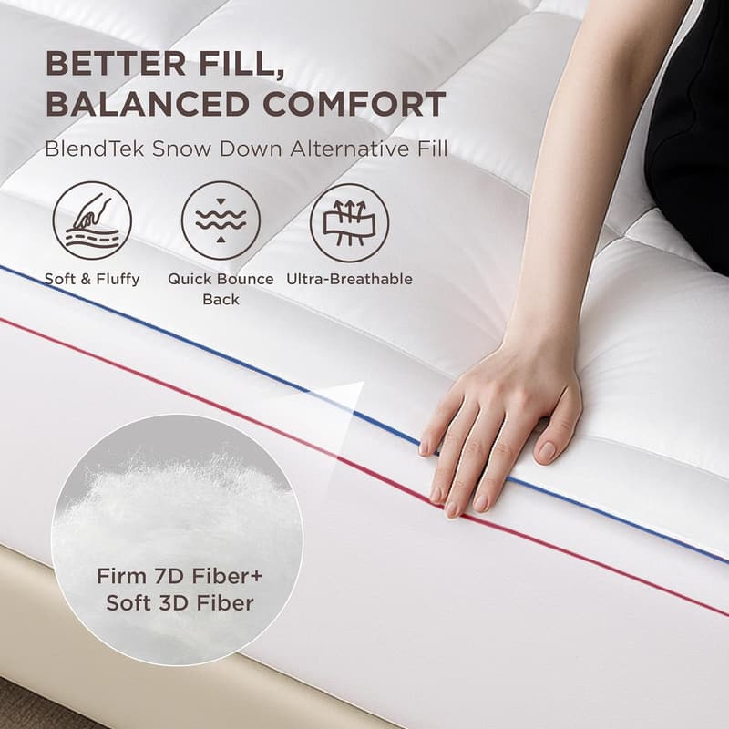 Cooling Queen Size Mattress Topper with Cotton Pillow Top
