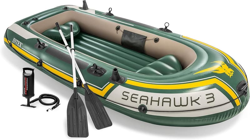 Intex Seahawk Inflatable Fishing Boat with Oars & Pump