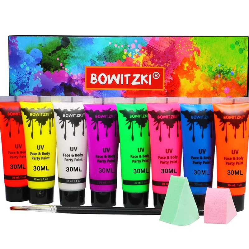 Glow in the Dark UV Neon Face & Body Paint Set for Festivals