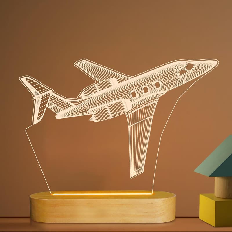 Airplane Night Light 3D Illusion Lamp for Boys