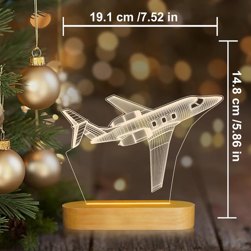 Airplane Night Light 3D Illusion Lamp for Boys