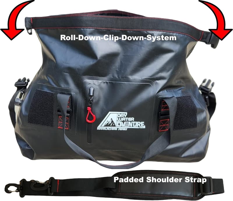 Marine Grade Waterproof Duffel Bag - 60L, Black