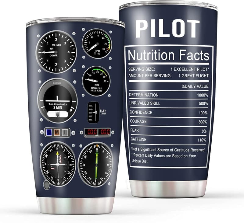 Aviation Cup Tumbler for Pilots - 20 Oz Insulated Stainless Steel