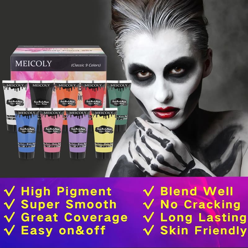Water-Based Face & Body Paint Set for Halloween & Cosplay