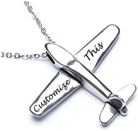 Customized Airplane Necklace - Stainless Steel Pilot Gift