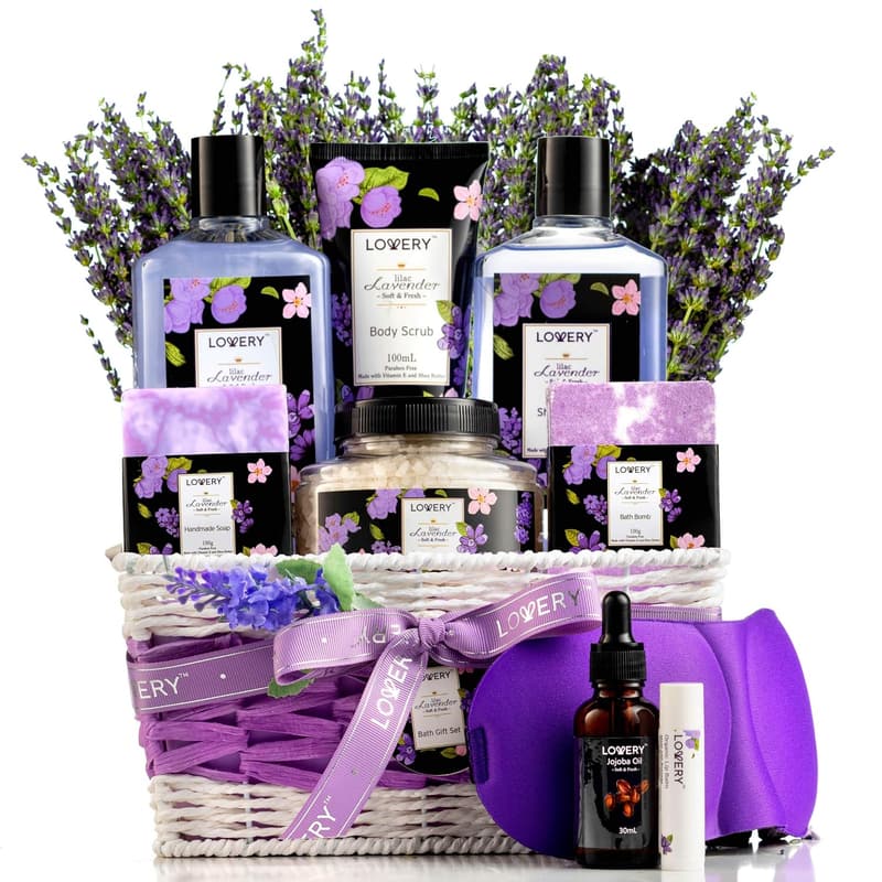 Lavender & Lilac Spa Gift Basket for Stress Relief