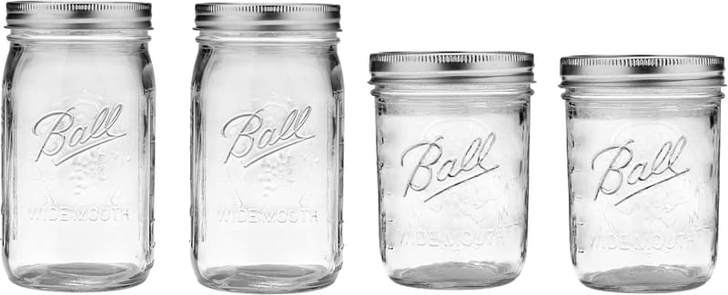 Ball Mason Jars Set of 4 with Lids – 32oz & 16oz