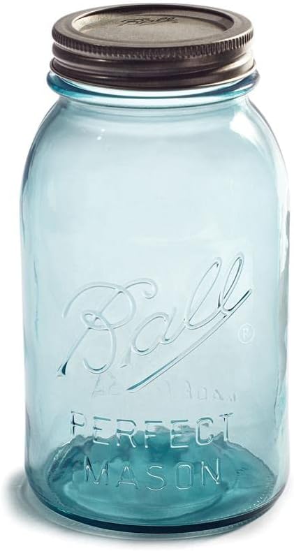 Aqua Vintage Canning Jars Set - 32 Oz, 4 Count with Lids
