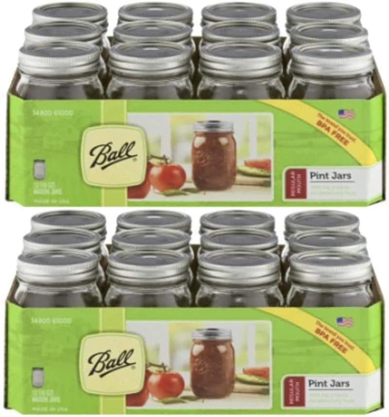 24-Pack Regular Mouth 16 oz Mason Jars with Lids