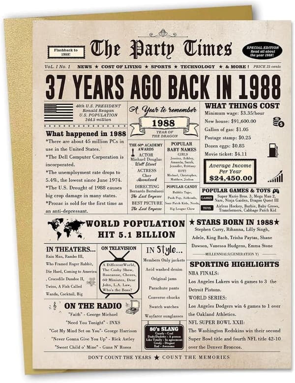 37th Birthday Card for Couples - Vintage Design