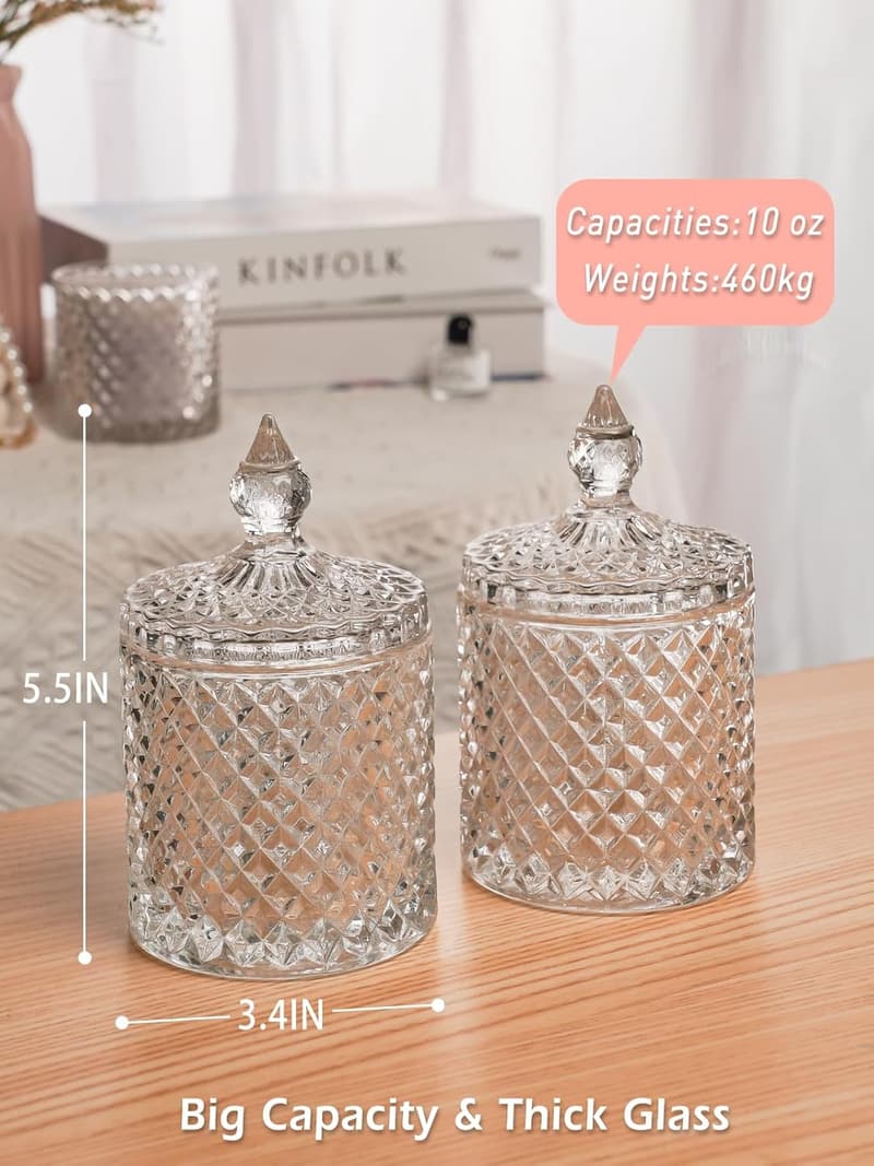 Decorative Crystal Apothecary Jars Set for Home Organization