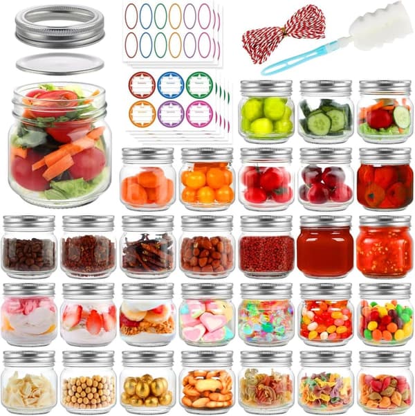 30 Pack 8 oz Mason Jars with Lids for Canning and Crafts