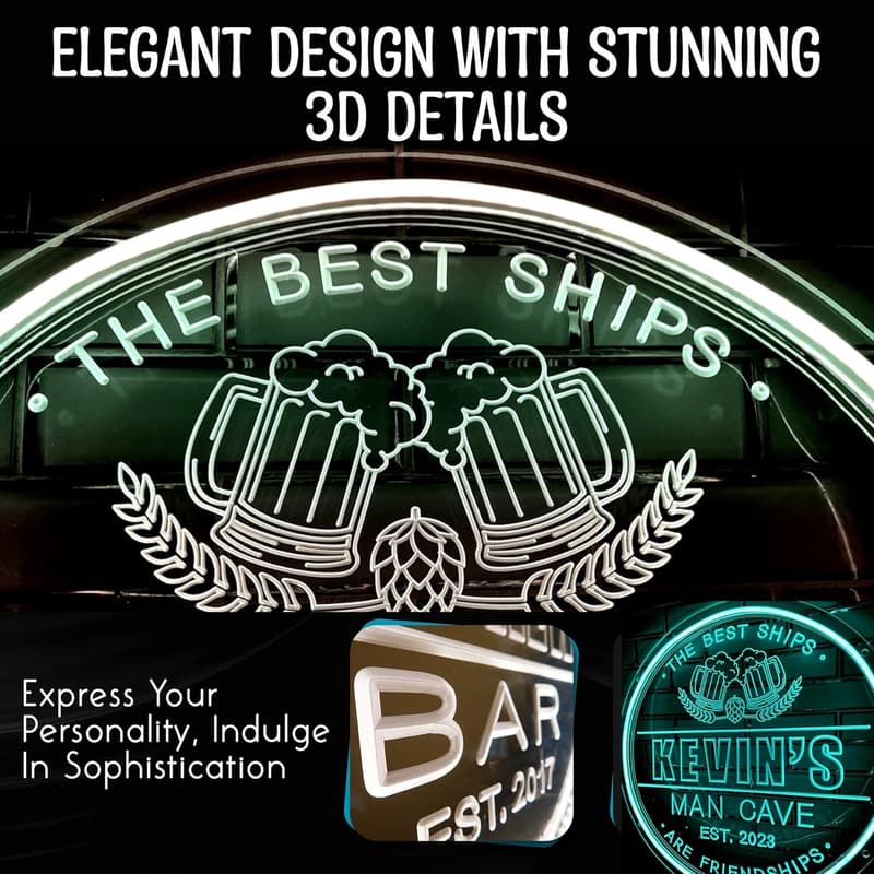 Personalized Neon Beer Hops Sign for Man Cave & Home Parties