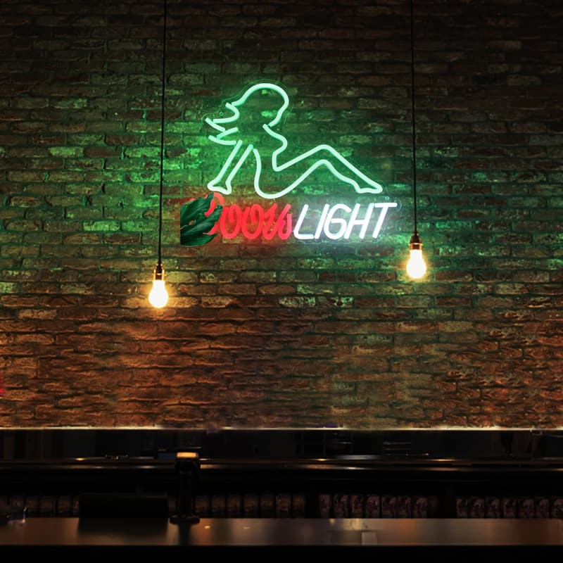 Beer Neon Sign - Green LED Light for Man Cave Bar Decor