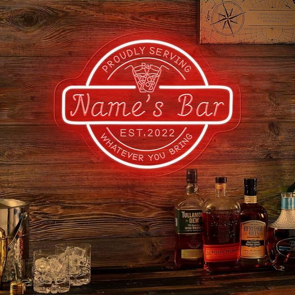 Personalized Neon Bar Sign - Custom LED Light for Home Bar
