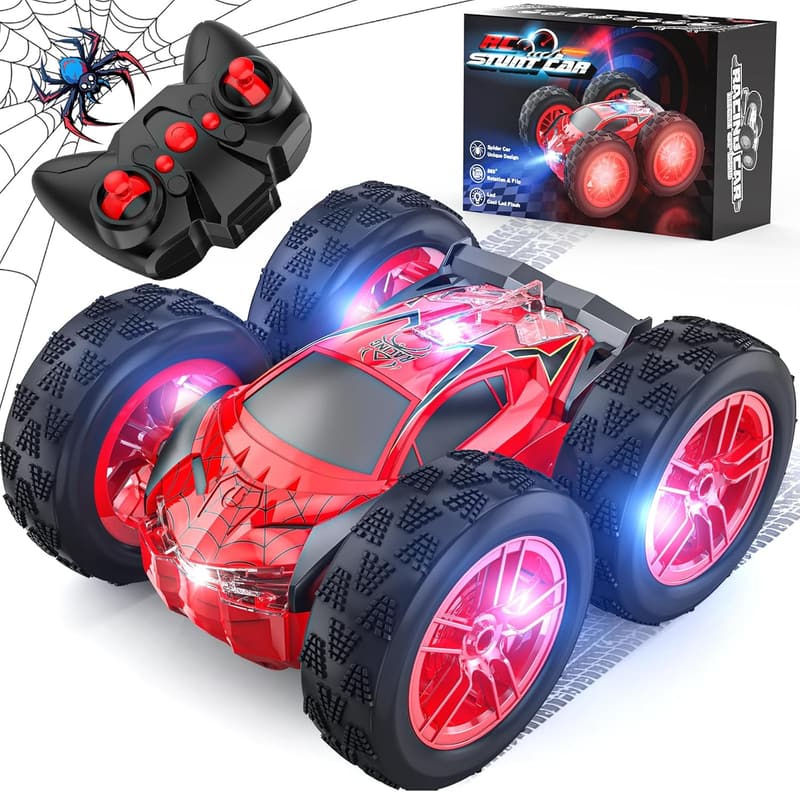 Remote Control Stunt Car for Kids Ages 4-9 with LED Lights