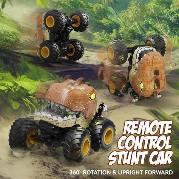 Remote Control Dinosaur Monster Truck with Lights & Music - Outdoor Toy for Kids