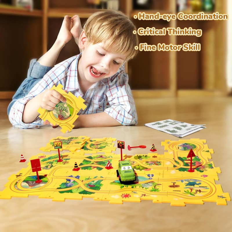 Montessori Dinosaur Puzzle Play Set for Toddlers Age 2-6