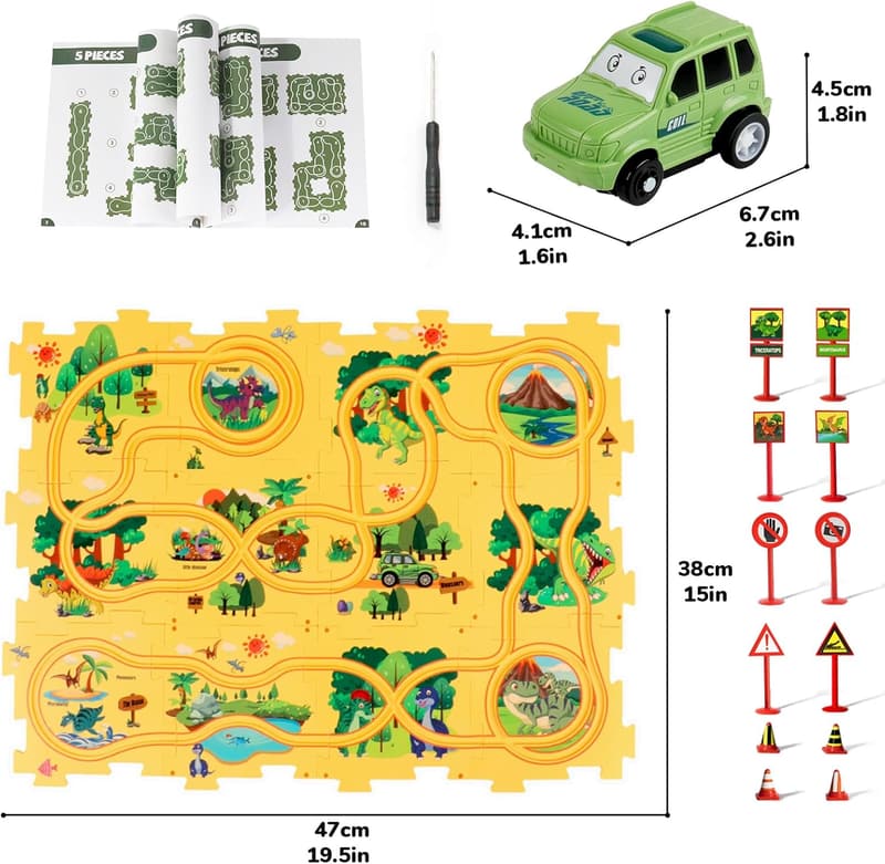 Montessori Dinosaur Puzzle Play Set for Toddlers Age 2-6