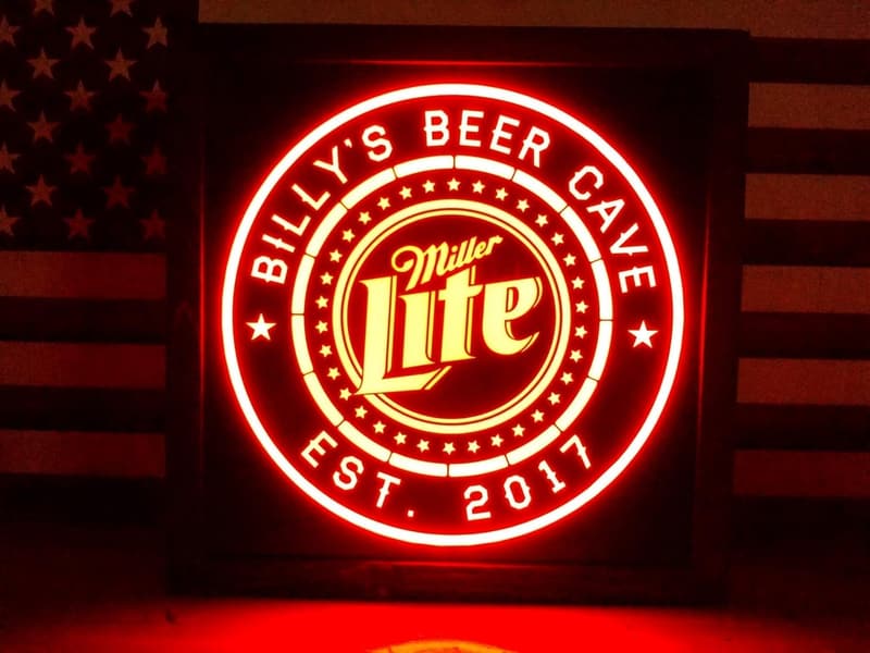Personalized Miller Lite LED Beer Sign for Man Cave