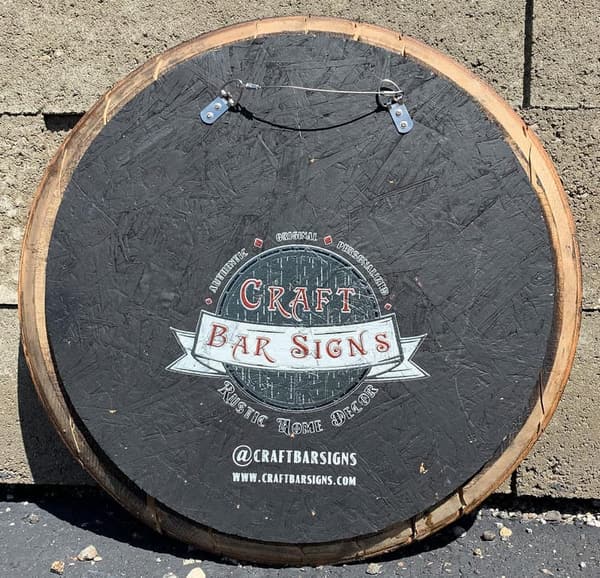 Custom Whiskey Barrel Head - Personalized Man Cave Bar Sign