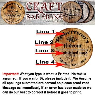 Custom Whiskey Barrel Head - Personalized Man Cave Bar Sign