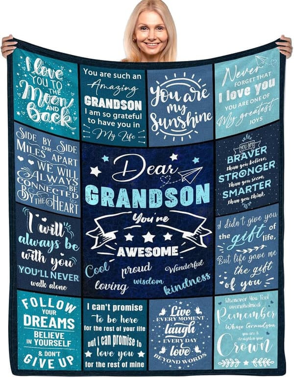 Birthday Gift: Soft Flannel Blanket for Grandson 50