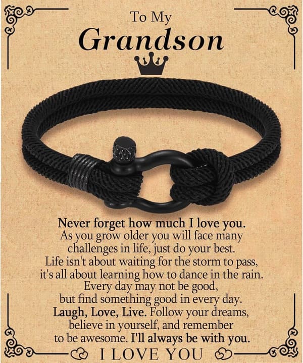 Braided Rope Bracelet for Teen Boys - Birthday & Graduation Gift