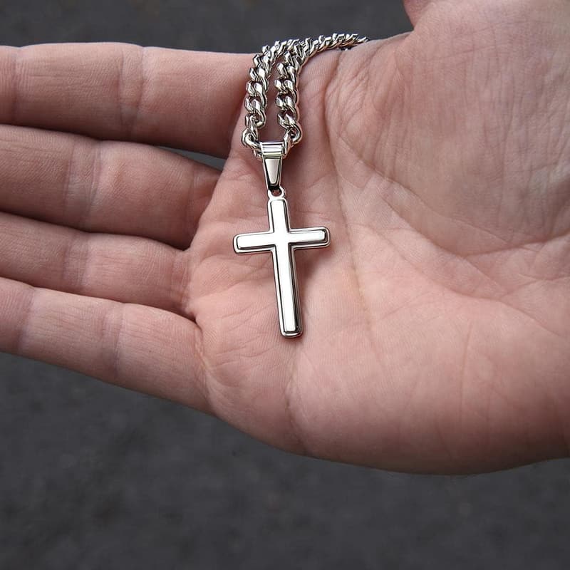 Grandson's Cross Necklace with Message Card | Premium Stainless Steel