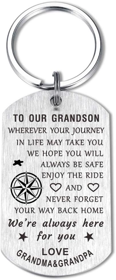 Grandson Birthday Keychain Gift from Grandma & Grandpa
