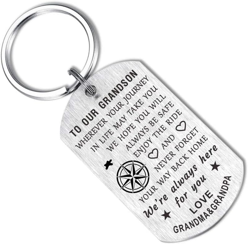 Grandson Birthday Keychain Gift from Grandma & Grandpa