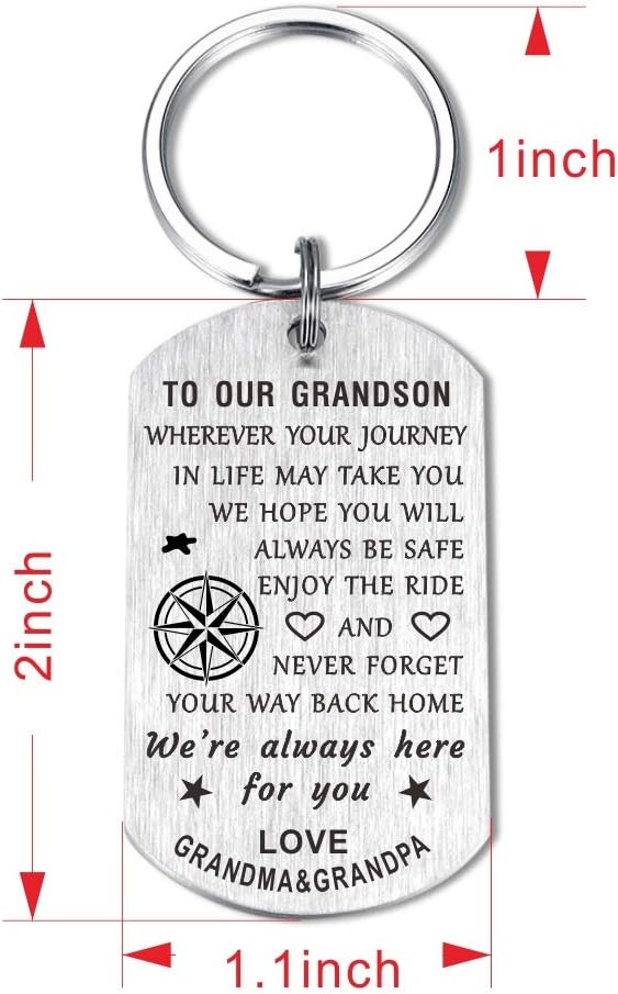 Grandson Birthday Keychain Gift from Grandma & Grandpa